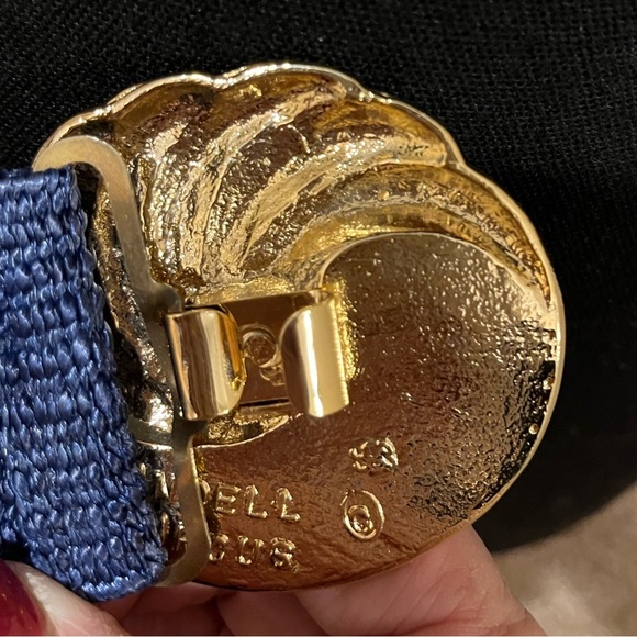 Vintage 80s Rare Kandell & Marcus Stretch Waist Belt Gold & Azure Tone Hardware - Picture 4 of 4